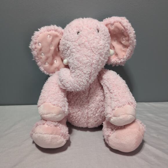 Hallmark Rosebud Elephant Plush Pink Sherpa Polka Dot Ears Very Soft Stuffed Toy - Picture 2 of 16
